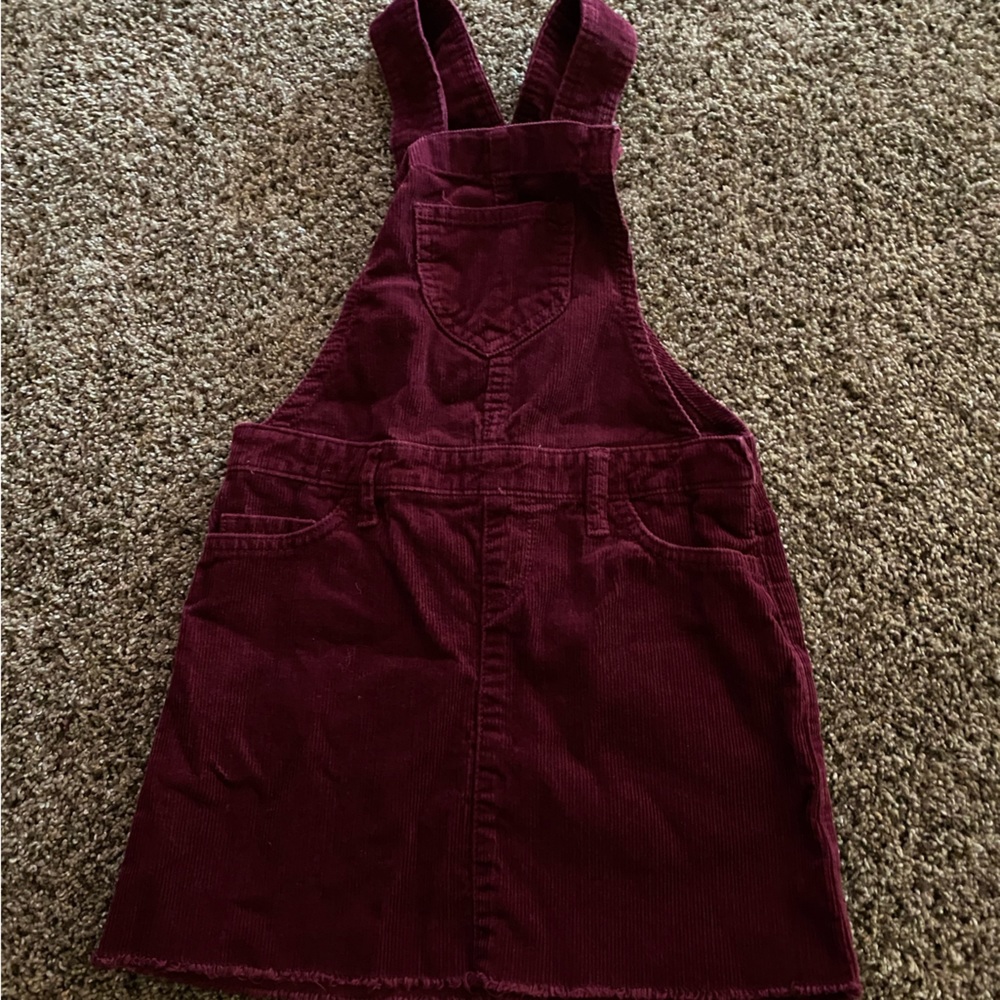 Burgundy corduroy overall skirt girls
